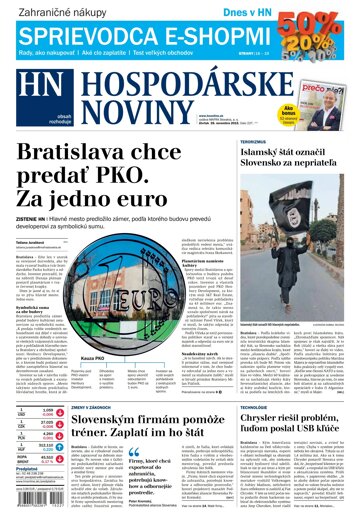 Obálka e-magazínu Hospodárske noviny 26.11.2015