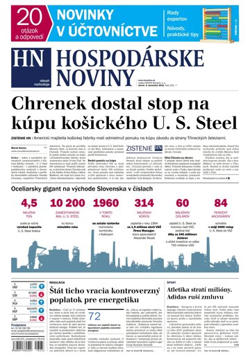 Obálka e-magazínu Hospodárske noviny 06.12.2016