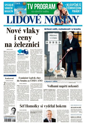 Obálka e-magazínu Lidové noviny 13.12.2019