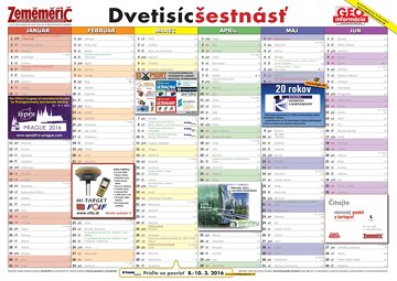 Obálka e-magazínu Zeměměřič 2016 SR - nástěnný kalendář e a GEOinformace