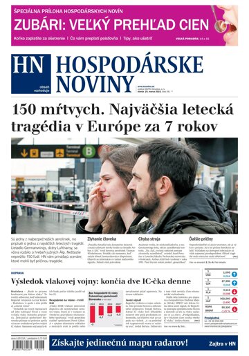 Obálka e-magazínu Hospodárske noviny 25.03.2015