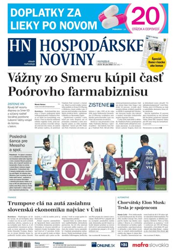Obálka e-magazínu Hospodárske noviny 26.06.2018