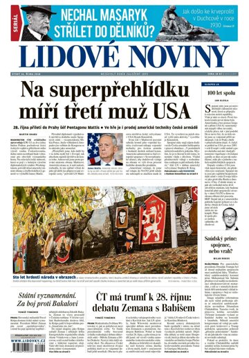 Obálka e-magazínu Lidové noviny 16.10.2018