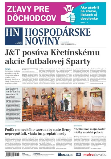 Obálka e-magazínu Hospodárske noviny 23.04.2019