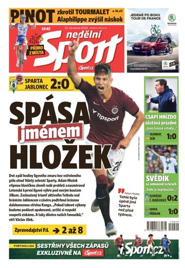 Obálka e-magazínu Nedělní Sport 21.7.2019