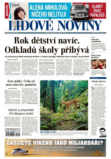 Obálka e-magazínu Lidové noviny 30.8.2019