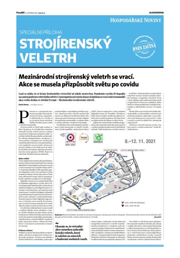 Obálka e-magazínu Hospodářské noviny - příloha 215 - 8.11.2021 Strojírenský veletrh