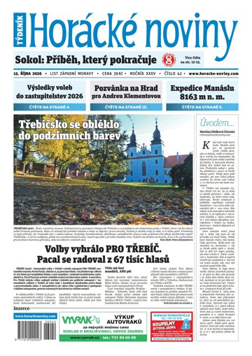 Obálka e-magazínu Horácké Noviny 42/2026