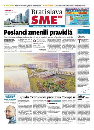 Obálka e-magazínu SME MY Bratislava 9/12/2016