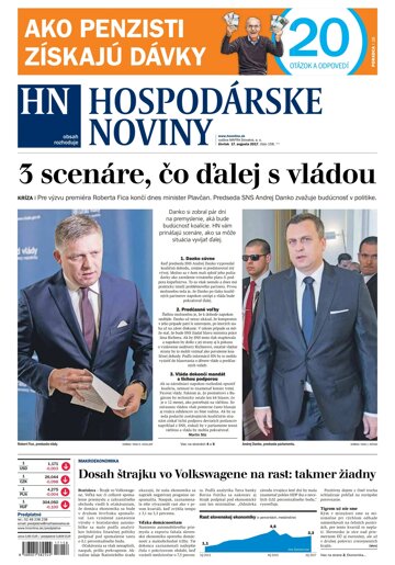 Obálka e-magazínu Hospodárske noviny 17.08.2017