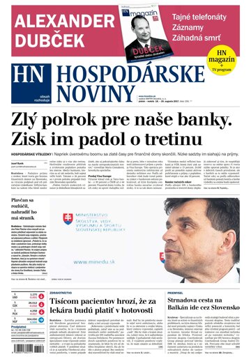 Obálka e-magazínu Hospodárske noviny 18.08.2017