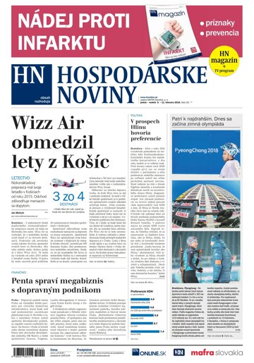 Obálka e-magazínu Hospodárske noviny 09.02.2018