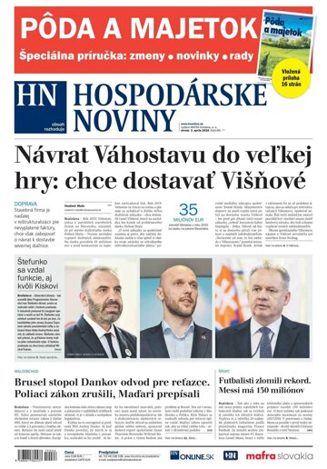 Obálka e-magazínu Hospodárske noviny 03.04.2019