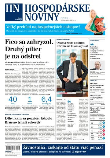 Obálka e-magazínu Hospodárske noviny 22.01.2015