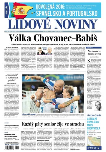 Obálka e-magazínu Lidové noviny 16.6.2016