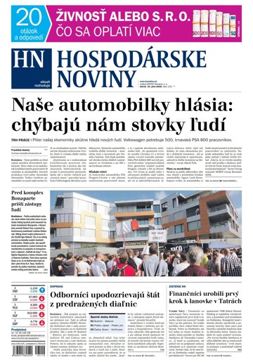 Obálka e-magazínu Hospodárske noviny 21.06.2016