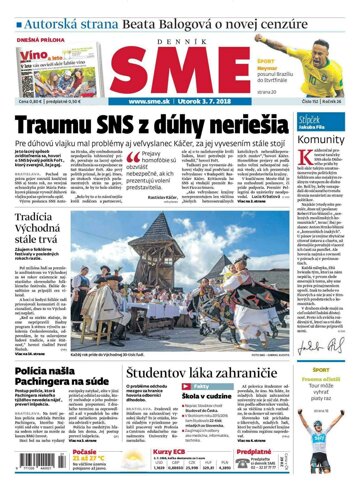 Obálka e-magazínu SME 3.7.2018