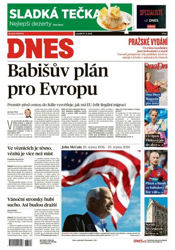 Obálka e-magazínu MF Dnes 27.8.2018