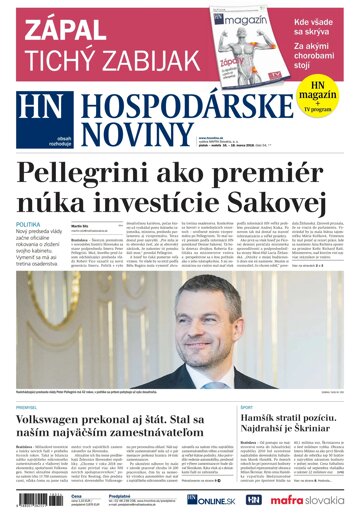 Obálka e-magazínu Hospodárske noviny 16.03.2018