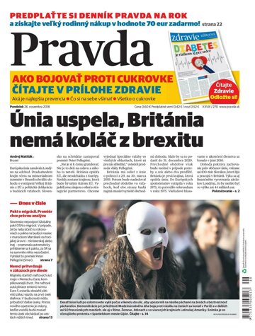 Obálka e-magazínu Pravda 26. 11. 2018