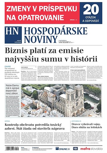Obálka e-magazínu Hospodárske noviny 18.07.2019