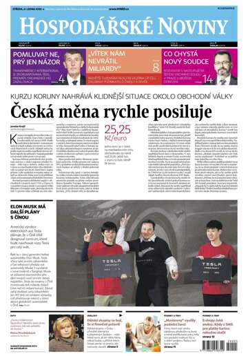 Obálka e-magazínu Hospodářské noviny 005 - 8.1.2020