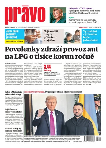Obálka e-magazínu Deník Právo 18.10.2025