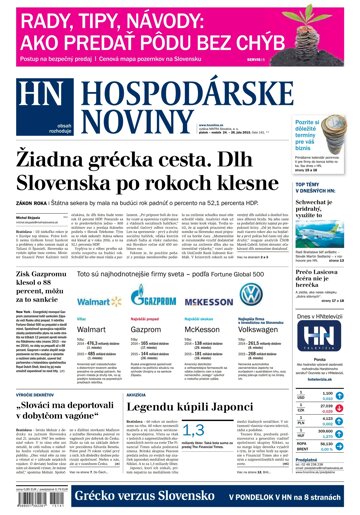 Obálka e-magazínu Hospodárske noviny 24.07.2015