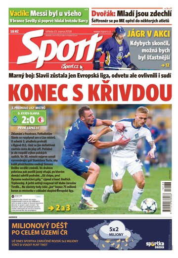 Obálka e-magazínu Sport 15.8.2018