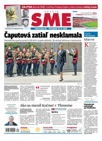 Obálka e-magazínu SME 23.9.2019