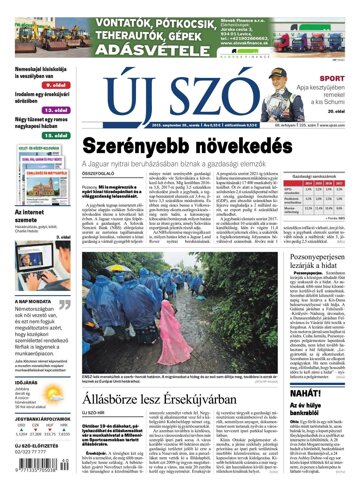 Obálka e-magazínu Új Szó 30.9.2015