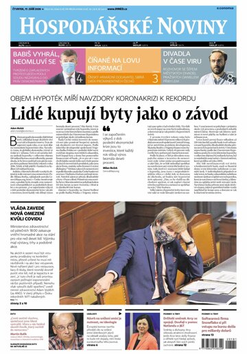 Obálka e-magazínu Hospodářské noviny 181 - 17.9.2020