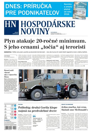 Obálka e-magazínu Hospodárske noviny 23.11.2015