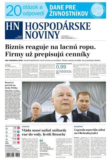 Obálka e-magazínu Hospodárske noviny 14.01.2016