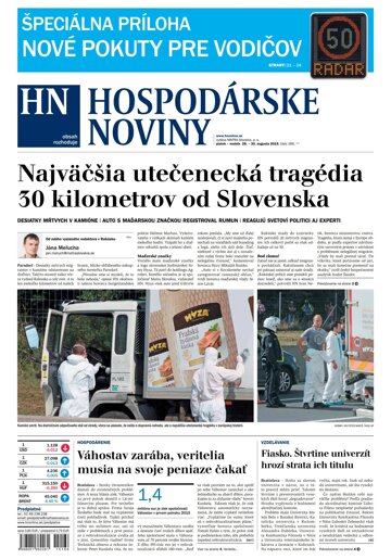 Obálka e-magazínu Hospodárske noviny 28.08.2015