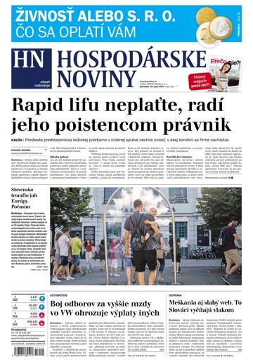 Obálka e-magazínu Hospodárske noviny 26.06.2017