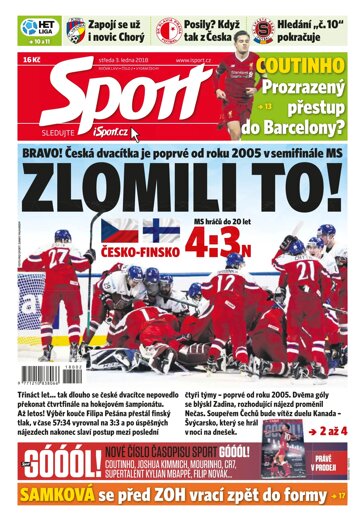 Obálka e-magazínu Sport 3.1.2018