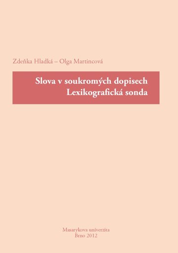 Obálka knihy Slova v soukromých dopisech. Lexikografická sonda