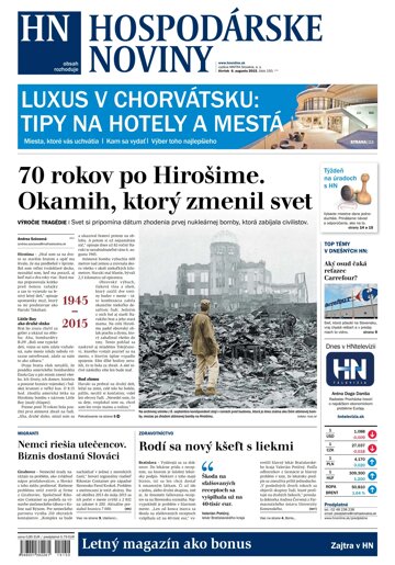 Obálka e-magazínu Hospodárske noviny 06.08.2015