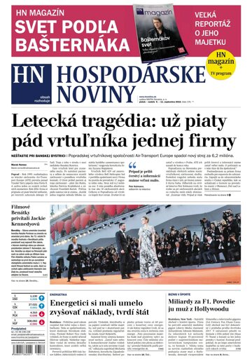 Obálka e-magazínu Hospodárske noviny 09.09.2016