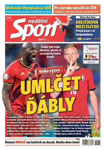 Obálka e-magazínu Nedělní Sport 5.9.2021
