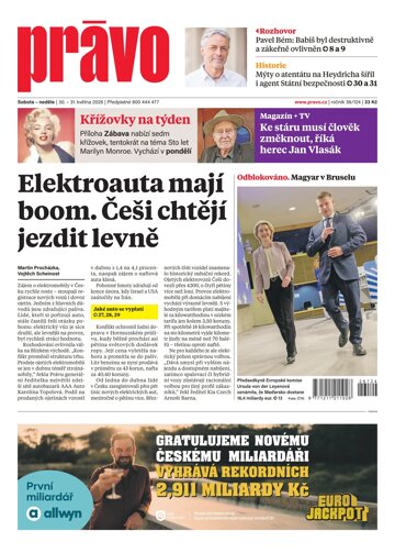 Obálka e-magazínu Deník Právo 30.5.2026
