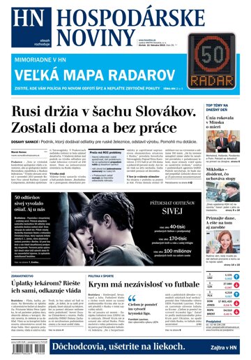 Obálka e-magazínu Hospodárske noviny 12.02.2015