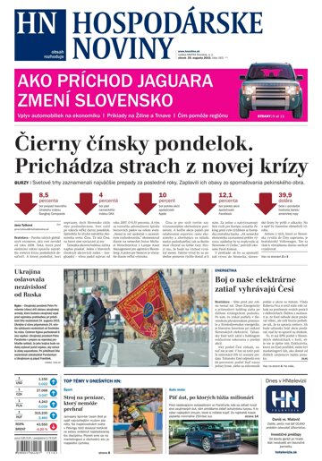 Obálka e-magazínu Hospodárske noviny 25.08.2015