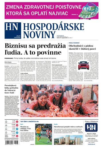 Obálka e-magazínu Hospodárske noviny 27.08.2015