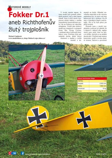 Obálka e-magazínu Fokker Dr.1 aneb Richthofenův žlutý trojplošník