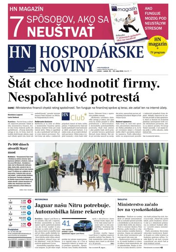Obálka e-magazínu Hospodárske noviny 20.05.2016
