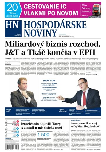 Obálka e-magazínu Hospodárske noviny 18.10.2016