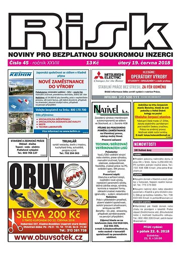Obálka e-magazínu Risk 45/2018
