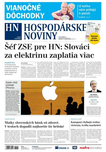 Obálka e-magazínu Hospodárske noviny 05.11.2018